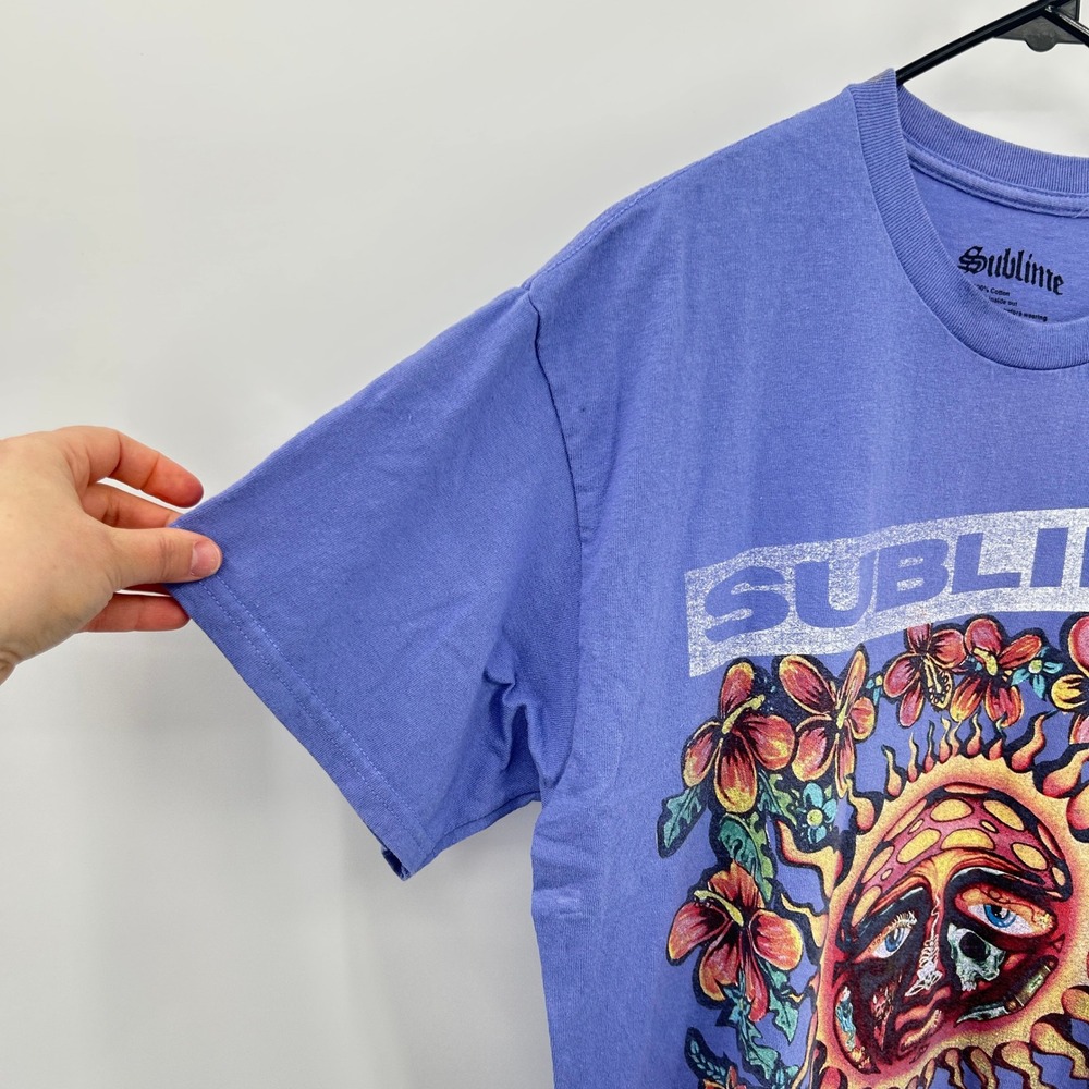 Sublime Graphic Sun Flower T-Shirt Size M Periwinkle Blue Reggae Rock Skater 90s - Picture 2 of 7